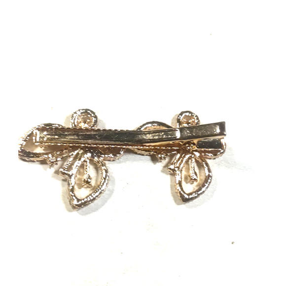 Hair Alligator Clip Barrettes Butterfly Rhinestone Gold Tone - Picture 5 of 6